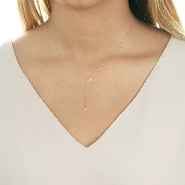 Leaf Jewelry Halskette Y-Pure Diamant, 18 K Rosegold Räumungsverkauf