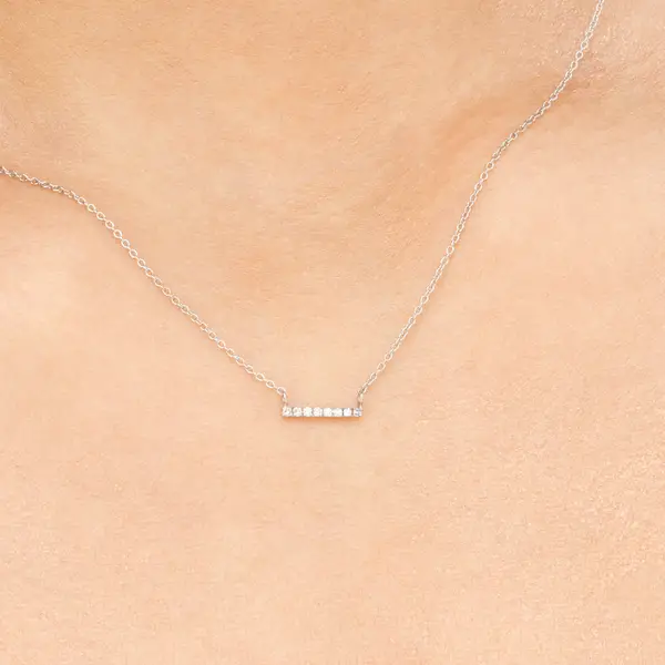 Leaf Jewelry Halskette Horizontal Bar, Diamant, 14 K Weißgold Kauf eins, bekomm eins gratis