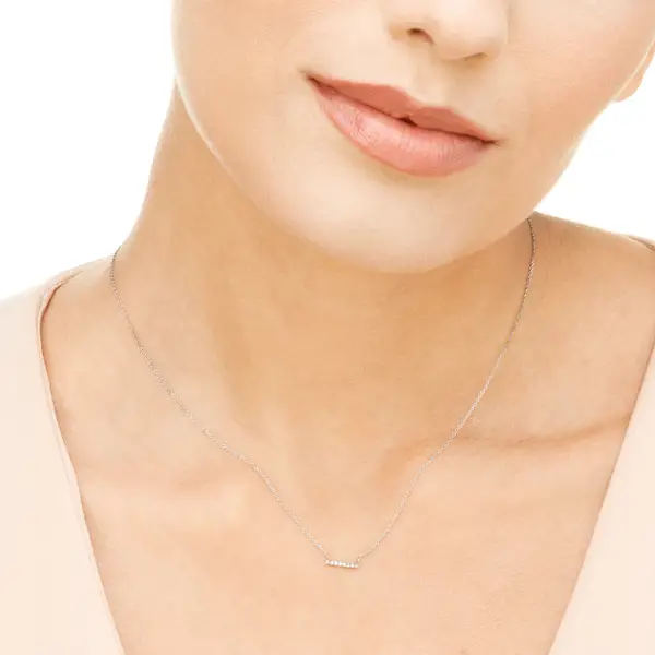 Leaf Jewelry Halskette Horizontal Bar, Diamant, 14 K Weißgold Kauf eins, bekomm eins gratis