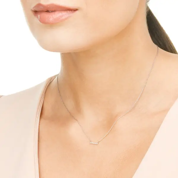 Leaf Jewelry Halskette Horizontal Bar, Diamant, 14 K Weißgold Kauf eins, bekomm eins gratis