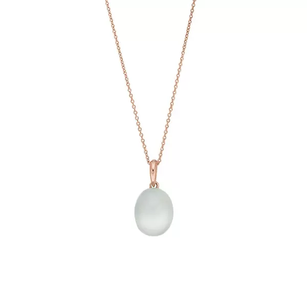 Leaf Jewelry Halskette Cabochon II, 14 K Rosegold, Sea Blue Chalzedon Riesige Ersparnisse