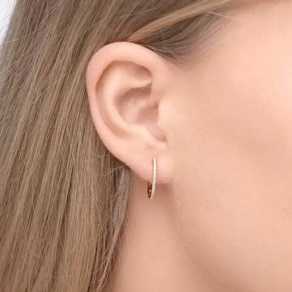 Leaf Jewelry Creole Circle S mit Diamanten, 15mm, 18 K Rosegold Super Sparpreis