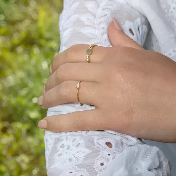 Leaf Jewelry Ring "my first diamond", 14 K Gelbgold Letzter Tag