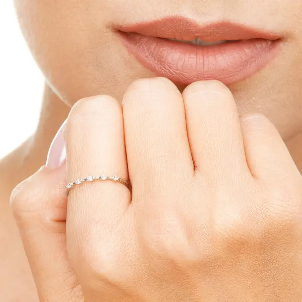 Leaf Jewelry Ring mit 5 Diamanten, 14K Weißgold Zeitbegrenzte Promotion