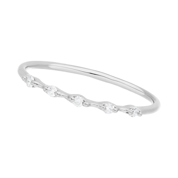 Leaf Jewelry Ring mit 5 Diamanten, 14K Weißgold Zeitbegrenzte Promotion