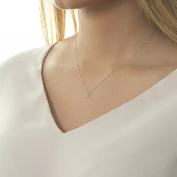 Leaf Jewelry Halskette Letter "S", 14 K Weißgold mit Diamanten Bis zu 50% Rabatt
