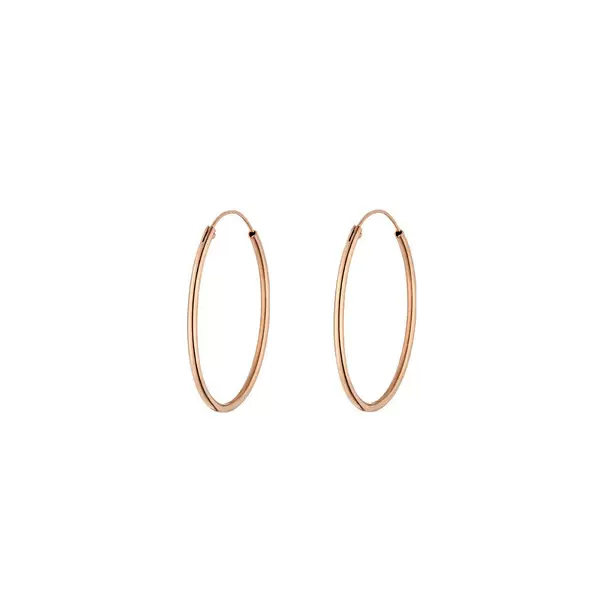 Leaf Jewelry Creole Rund M, 30mm, 14 K Rosegold Bis zu 60% Rabatt