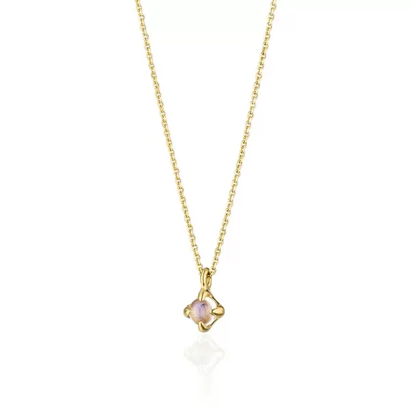 Leaf Jewelry Halskette Cabochon, Mondstein, 14 K Gelbgold Vierteljährliche Förderung