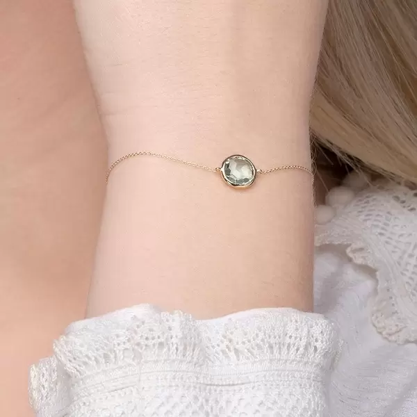 Leaf Jewelry Armkette Green Amethyst, 14 K Gelbgold Bis zu 55% Rabatt