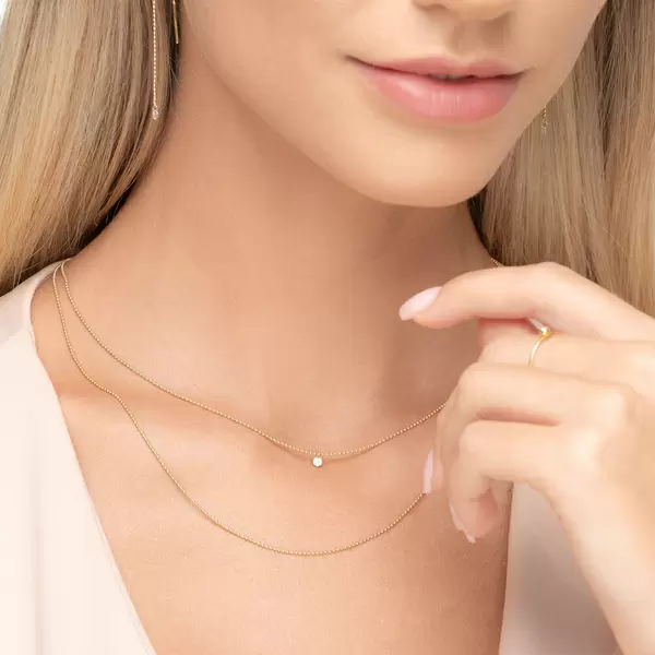 Leaf Jewelry Halskette Pure Double, Diamant, 14 K Gelbgold Discount Store für neue Produkte