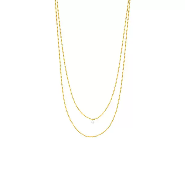 Leaf Jewelry Halskette Pure Double, Diamant, 14 K Gelbgold Discount Store für neue Produkte