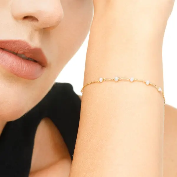 Leaf Jewelry Armkette White Pearls, 14 K Gelbgold Riesige Rabatte