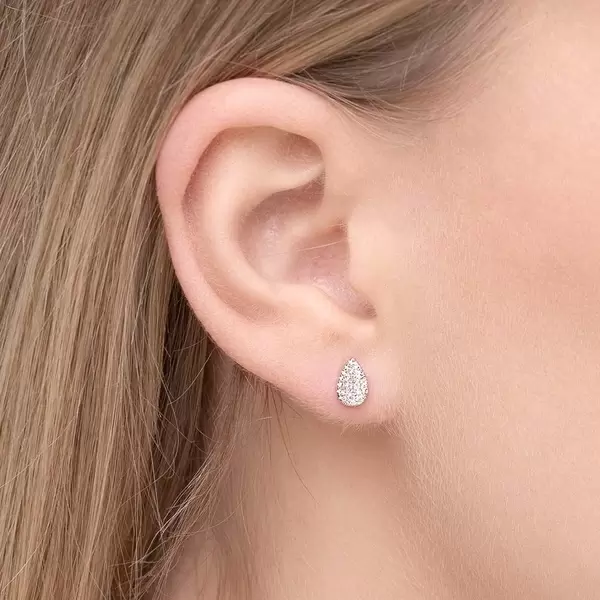 Leaf Jewelry Ohrstecker Drops mit Diamanten, 18 K Weißgold 50% Rabatt mit kostenlosem Versand