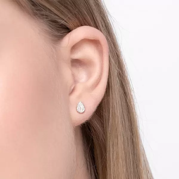 Leaf Jewelry Ohrstecker Drops mit Diamanten, 18 K Weißgold 50% Rabatt mit kostenlosem Versand