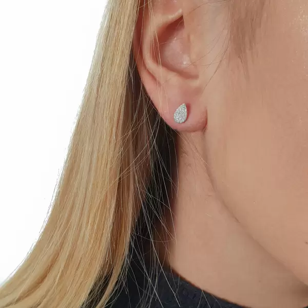 Leaf Jewelry Ohrstecker Drops mit Diamanten, 18 K Weißgold 50% Rabatt mit kostenlosem Versand