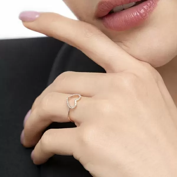 Leaf Jewelry Ring Herz mit Diamanten, 18 K Gelbgold Clearance-Verkauf