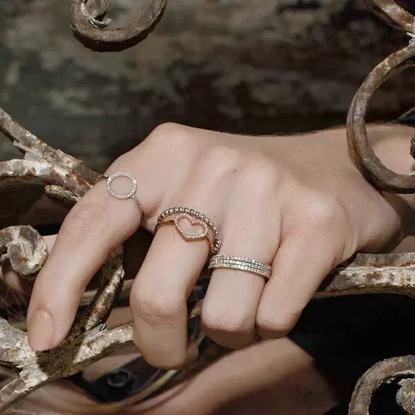 Leaf Jewelry Ring Herz mit Diamanten, 18 K Gelbgold Clearance-Verkauf