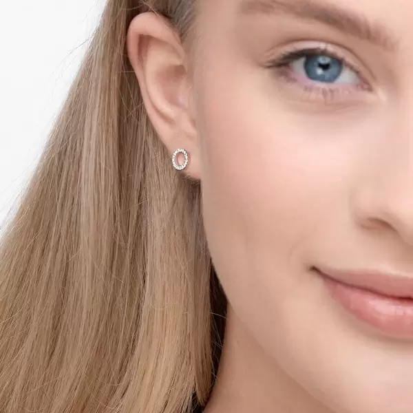 Leaf Jewelry Ohrringe Circle mit Diamanten, 18 K Weißgold Kostenloser Versand international