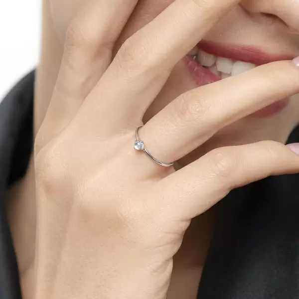 Leaf Jewelry Ring Cabochon, 14 K Weißgold, Mondstein Fabrikladen