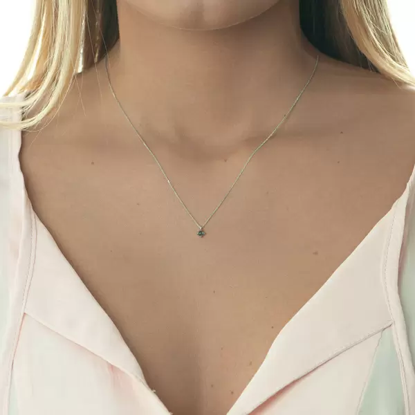 Leaf Jewelry Halskette Cabochon, Blauer Topas, 14 K Weißgold Speichern exportieren