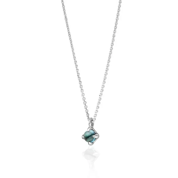 Leaf Jewelry Halskette Cabochon, Blauer Topas, 14 K Weißgold Speichern exportieren