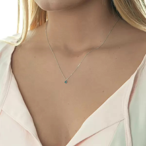 Leaf Jewelry Halskette Cabochon, Blauer Topas, 14 K Weißgold Speichern exportieren