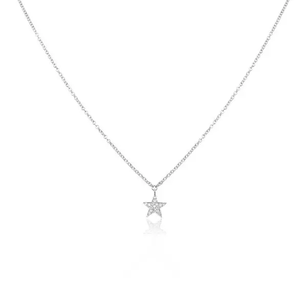 Leaf Jewelry Halskette Stern mit Diamanten, 18 K Weißgold