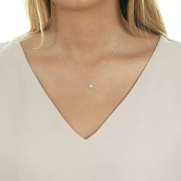 Leaf Jewelry Halskette Stern mit Diamanten, 18 K Weißgold Black Friday Preise