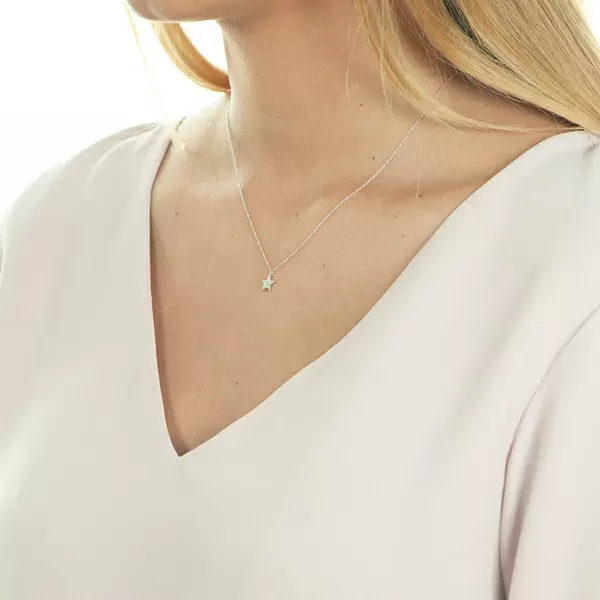 Leaf Jewelry Halskette Stern mit Diamanten, 18 K Weißgold Black Friday Preise
