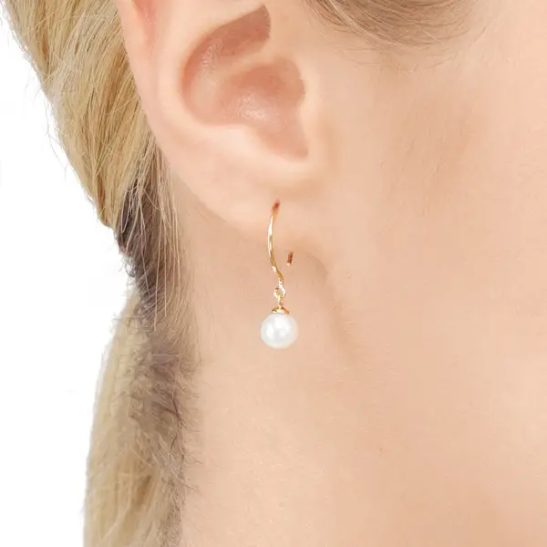 Leaf Jewelry Ohrhänger Single Pearls, 14K Gelbgold Im Verkauf