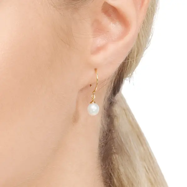 Leaf Jewelry Ohrhänger Single Pearls, 14K Gelbgold Im Verkauf