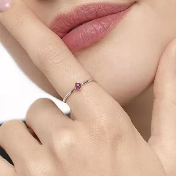 Leaf Jewelry Ring Cabochon, 14 K Weißgold, Rubin zollfrei