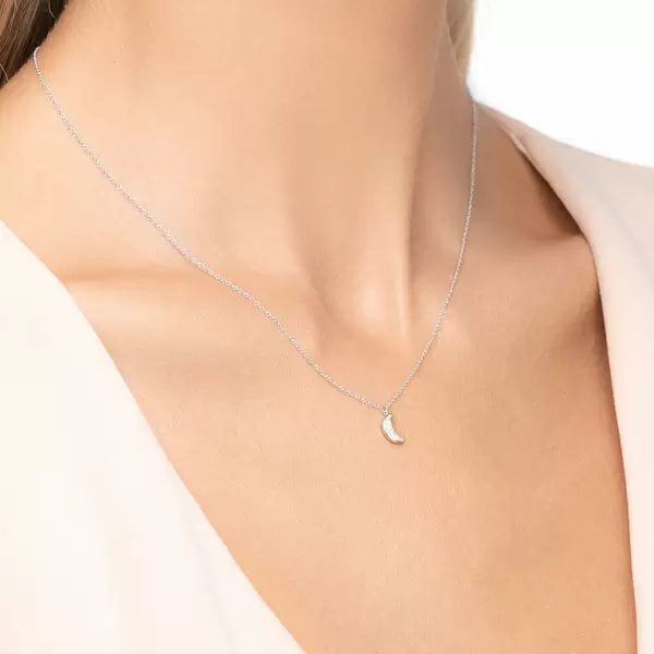 Leaf Jewelry Halskette Halbmond, 18 K Weißgold 50% Rabatt für begrenzte Zeit