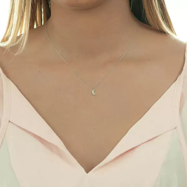Leaf Jewelry Halskette Halbmond, 18 K Weißgold 50% Rabatt für begrenzte Zeit