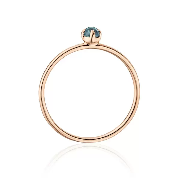 Leaf Jewelry Ring Cabochon, 14 K Roségold, Blauer Topas Online