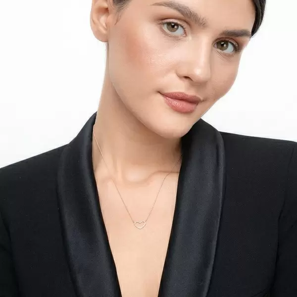 Leaf Jewelry Halskette Heart mit Diamanten, 18 K Roségold Outlet