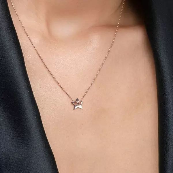 Leaf Jewelry Halskette Star, 14 K Rosegold Verkauf