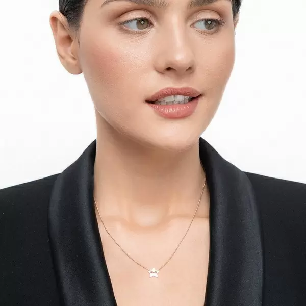 Leaf Jewelry Halskette Star, 14 K Rosegold Verkauf