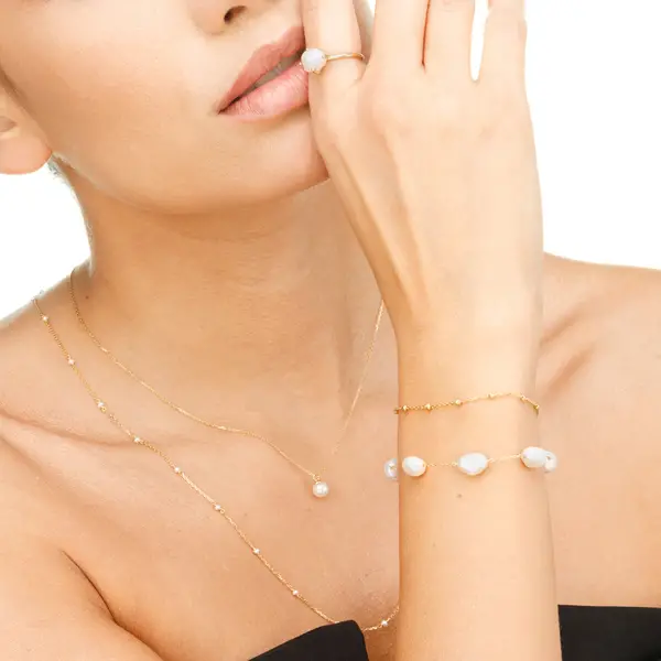 Leaf Jewelry Halskette Pearls, 14K Gelbgold Hotsell