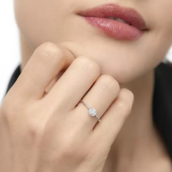 Leaf Jewelry Ring Pavé II, 18 K Weissgold im Angebot