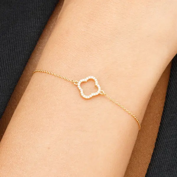Leaf Jewelry Armkette Clover mit Diamanten, 18 K Gelbgold Schlussverkauf