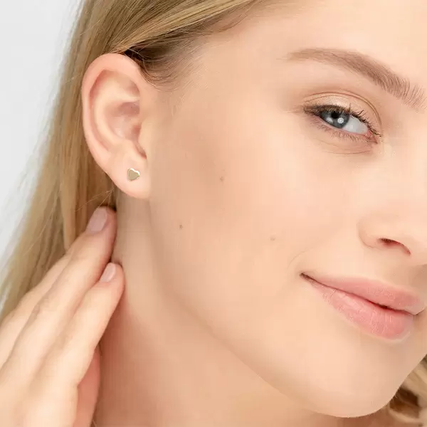 Leaf Jewelry Ohrstecker Herz, 14 K Gelbgold Kostenloser Versand