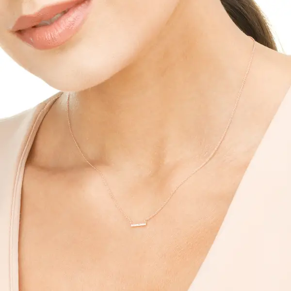 Leaf Jewelry Halskette Horizontal Bar, Diamant, 14 K Rosegold Günstig kaufen