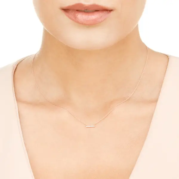 Leaf Jewelry Halskette Horizontal Bar, Diamant, 14 K Rosegold Günstig kaufen
