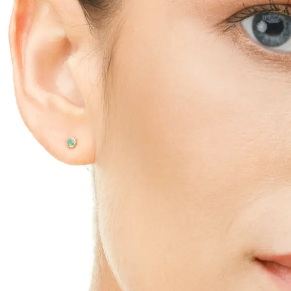 Leaf Jewelry Ohrstecker Smaragd, 14K Rosegold Saisonschlussverkauf