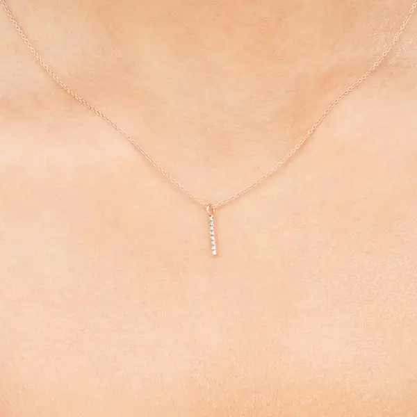 Leaf Jewelry Halskette Small Bar, Diamant, 14 K Rosegold Weihnachtsangebot