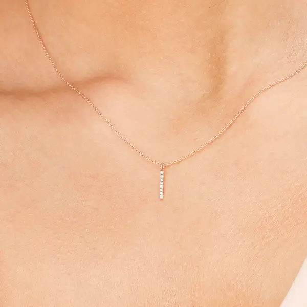 Leaf Jewelry Halskette Small Bar, Diamant, 14 K Rosegold Weihnachtsangebot