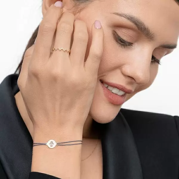 Leaf Jewelry Glücksbändchen Hand der Fatima, 14 K Gelbgold, Beige Vatertagsangebot