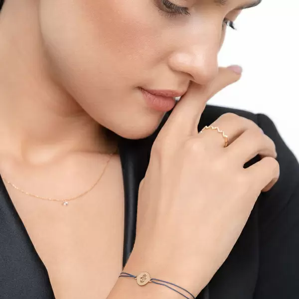 Leaf Jewelry Glücksbändchen Hand der Fatima, 14 K Gelbgold, Beige Vatertagsangebot