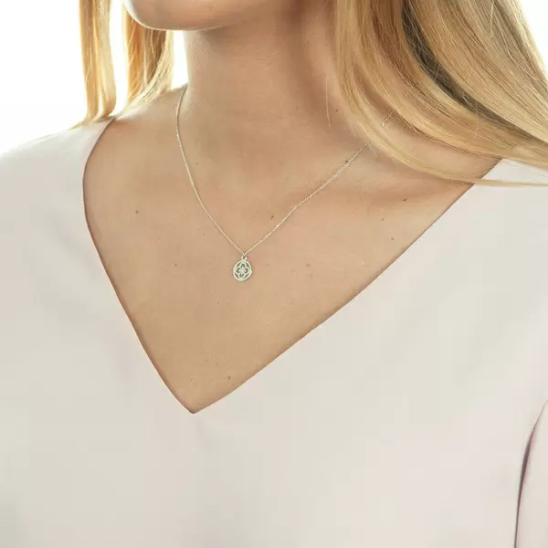 Leaf Jewelry Halskette Clover, 14 K Weißgold Valentinstagsangebot